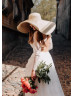 Ivory Eyelash Lace Keyhole Back Lovely Wedding Dress
